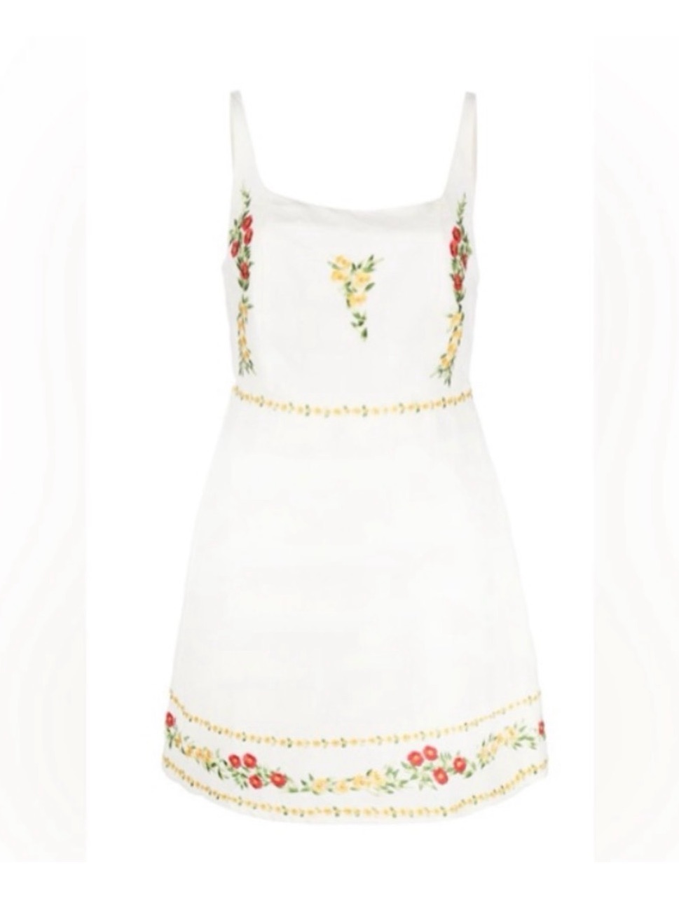 Rixo Embroidered Cream Dress